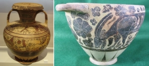 Corinthian amphora and skyphos, 600 BC - source Archaeological Museum, Athens and Collector-Antiquities